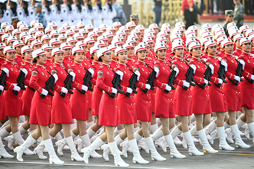 中国阅兵女民兵图片